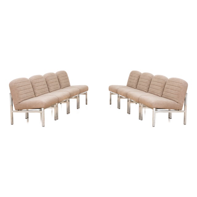 Set of Eight British Mid-Century Modern Chrome-Framed Modular Lounge Chairs For Sale