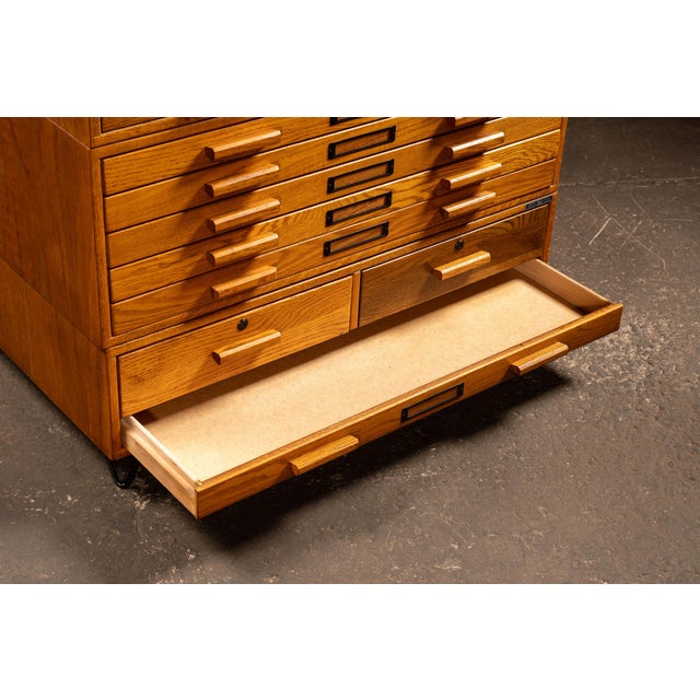 Vintage 3-Stack Flat File on Hairpin Legs by Mayline For Sale - Image 11 of 12