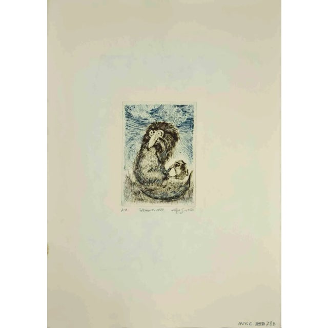 Lemur is an original etching realized by Leo Guida in 1970s. Good condition. Mounted on a white cardboard passpartout...