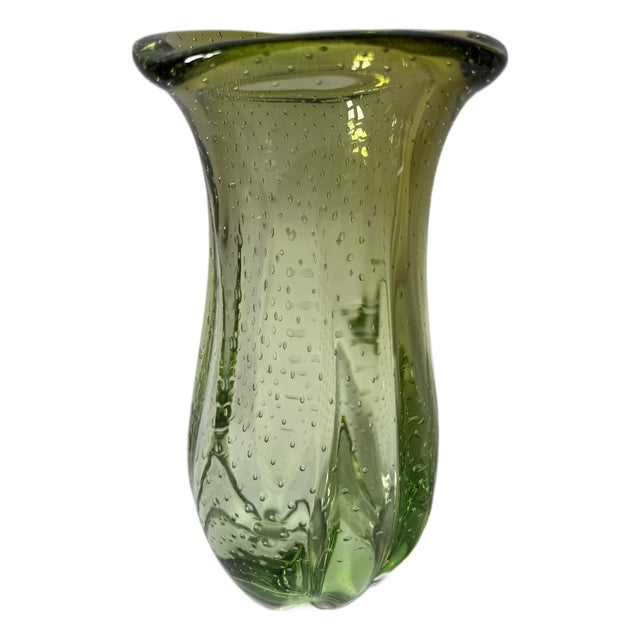 Czech Pizzicato Art Glass Vase by Hana Machovská for Mstišov Glassworks, 1950s For Sale