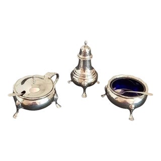 Georgian Sterling Silver Cruet from Edward Barnard & Sons, 1937, Set of 3 For Sale