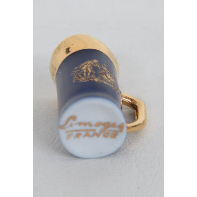Ceramic Limoges France Blue Miniature Porcelain Pitcher Gold Couple Courting Cameo 4811b For Sale - Image 7 of 12