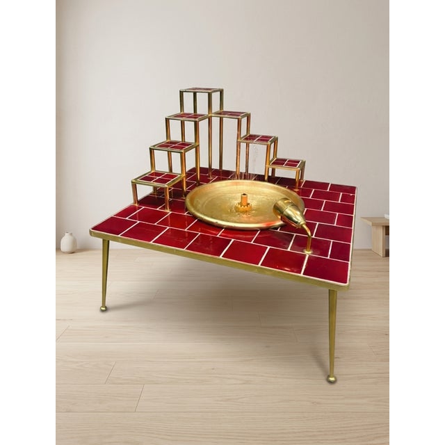 Mid-Century Modern Late 20th Century Space Age Glazed Ceramic & Metal Water Feature, Europe, 1970s For Sale - Image 3 of 11