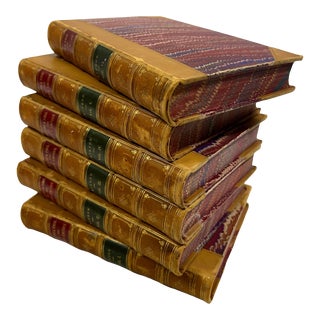 Antique “Decline & Fall of the Roman Empire” by Edward Gibbon, Leather With Marbled Boards 6 Volume Book Set For Sale