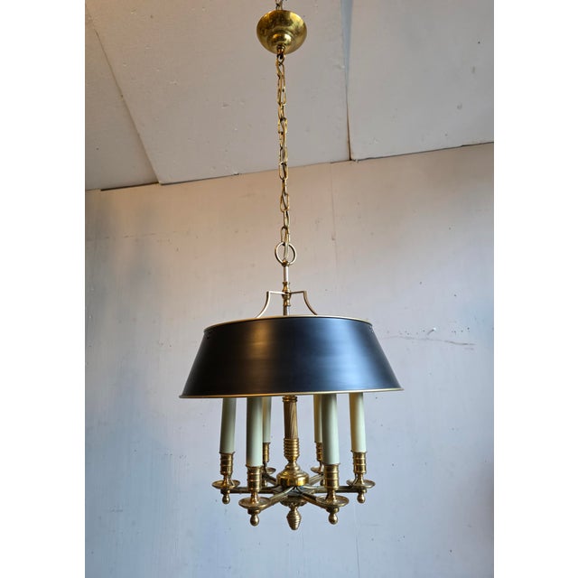 Chandelier in Brass and Lacquered Metal, 1970s For Sale - Image 9 of 9