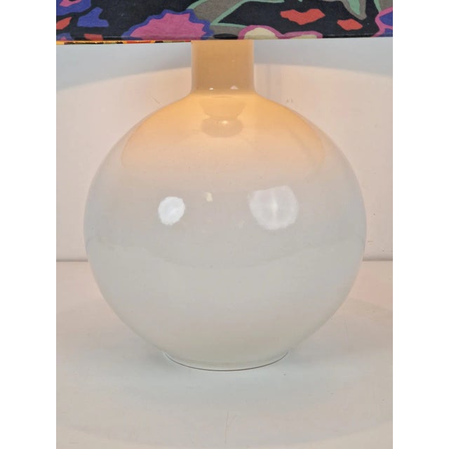 Ceramic Vintage White Ceramic Sphere Table Lamp, 1970s For Sale - Image 7 of 11