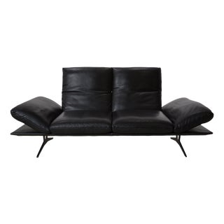 Francis Leather Two-Seater Black Manual Function Sofa from Koinor For Sale