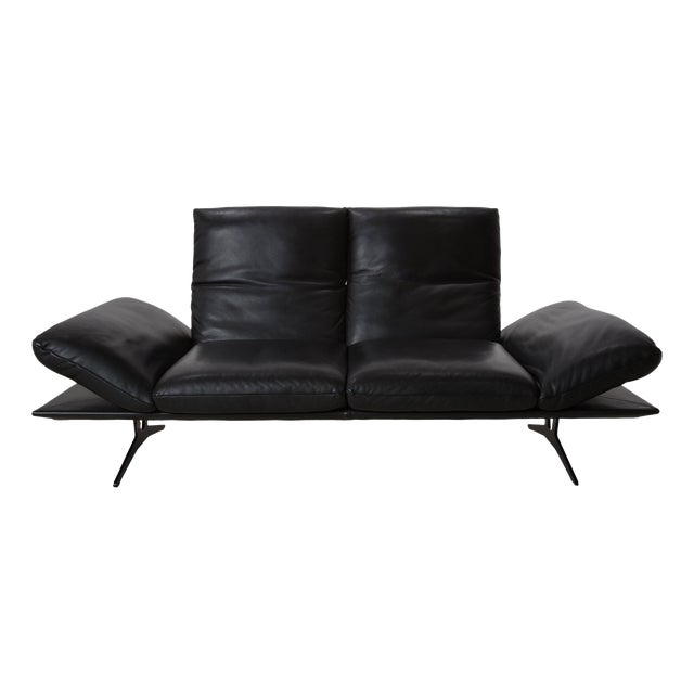 Francis Leather Two-Seater Black Manual Function Sofa from Koinor For Sale