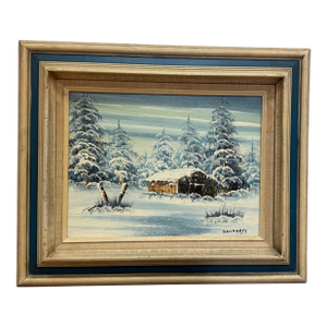 50's Vintage Winter Landscape Oil on Canvas
