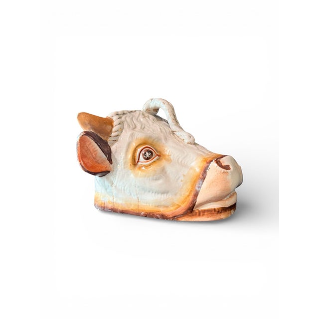Victorian Antique Staffordshire Bull Cheese Dish Keeper For Sale - Image 3 of 11
