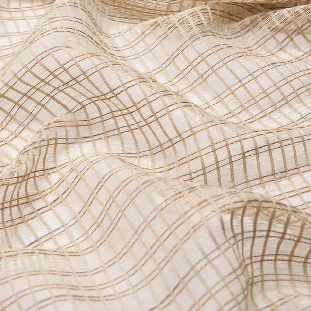 Schumacher SAMPLE - Schumacher x Patterson Flynn Payton Linen Sheer Grid Fabric In Natural For Sale - Image 4 of 4