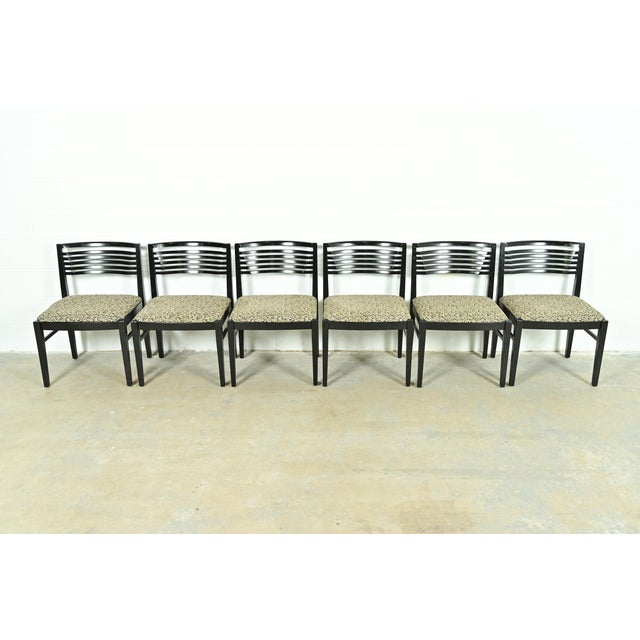 Mid-Century Modern Knoll Postmodern Black Lacquered Ricchio Dining Chairs, Set of Six For Sale - Image 3 of 13