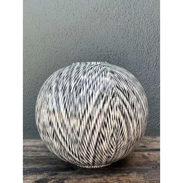 Vintage Italian Bellini Glazed Ceramic Geometric Vase For Sale - Image 10 of 12