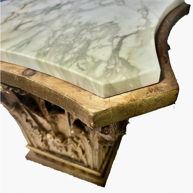 Contemporary Wood Capital With Marble Top For Sale - Image 4 of 6