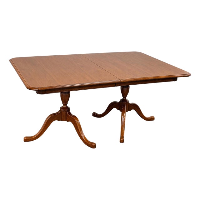 Pennsylvania House Solid Cherry Double Pedestal Dining Table For Sale