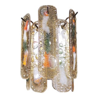1960 Petite Pendant Lamp Multicolor Murano Glass & Brass For Sale