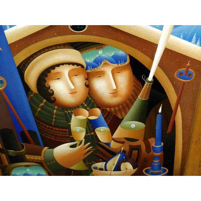Textile Anton Arkhipov "Enchanted Evening"ski Hand Signed Giclee on Canvas Custom Framed For Sale - Image 7 of 7