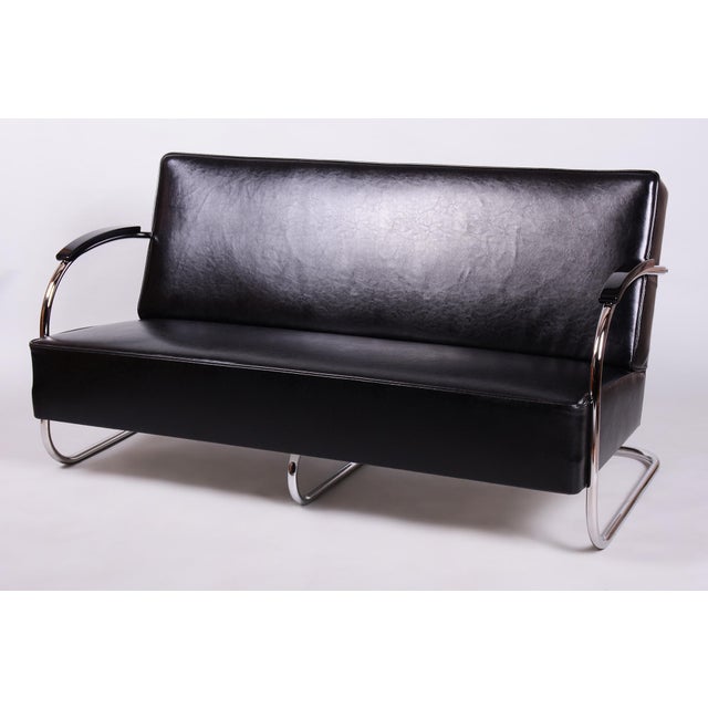 Bauhaus Sofa in Chrome and Leather from Mücke-Melder, Czech, 1930s For Sale - Image 12 of 12