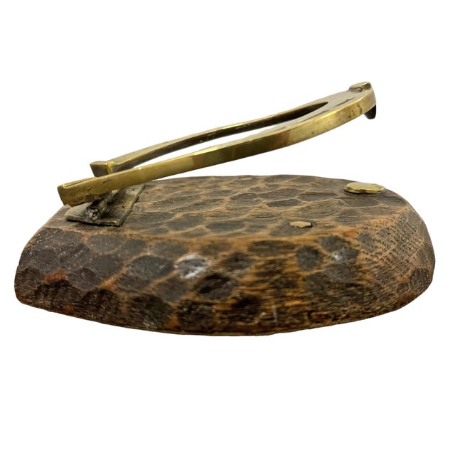 Wood Early 20th Century English Brass Horseshoe Clip on Custom Mount For Sale - Image 7 of 11