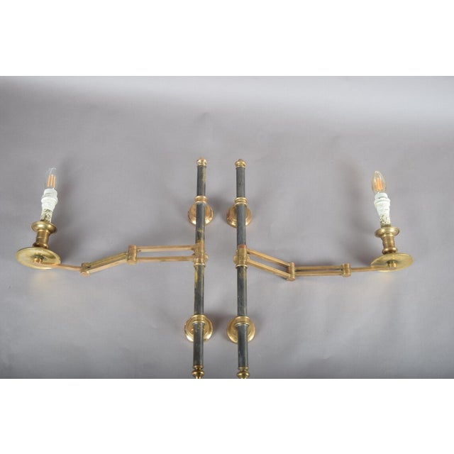 Metal Vintage Brass Swing-Arm Wall Lamps from Maison Jansen, France, 1960s, Set of 2 For Sale - Image 7 of 17