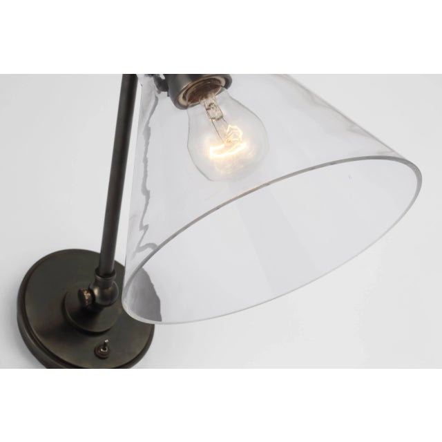 2020s Chapman & Myers for Visual Comfort Signature Parkington Single Library Wall Light in Bronze with Clear Glass For Sale - Image 5 of 6