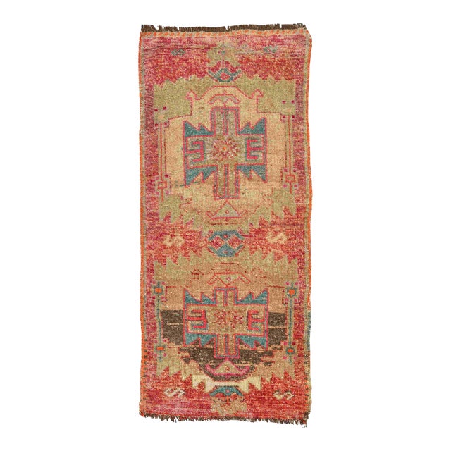 Vintage Decorative Mini Turkish Rug For Sale