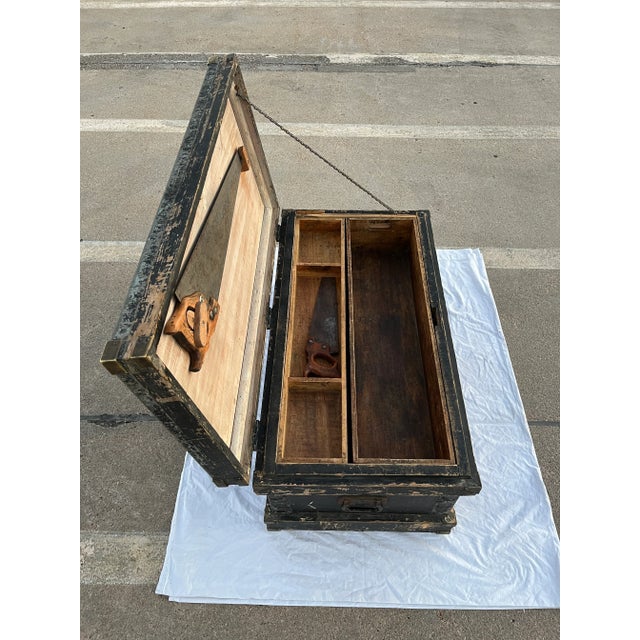 Wood Antique English Shipwright’s Chest For Sale - Image 7 of 12