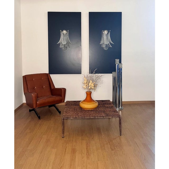 Fantastic pair of vintage Murano wall sconce made by 6 Murano trasparent Six-Tier Felci for each applique in a chrome...
