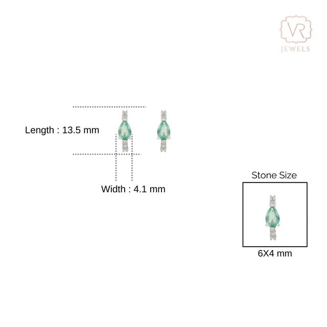 Green Trendy Pear Cut Emerald & Diamond Huggie Hoop Earrings in 14k Gold Fine Jewelry- A Pair For Sale - Image 8 of 12