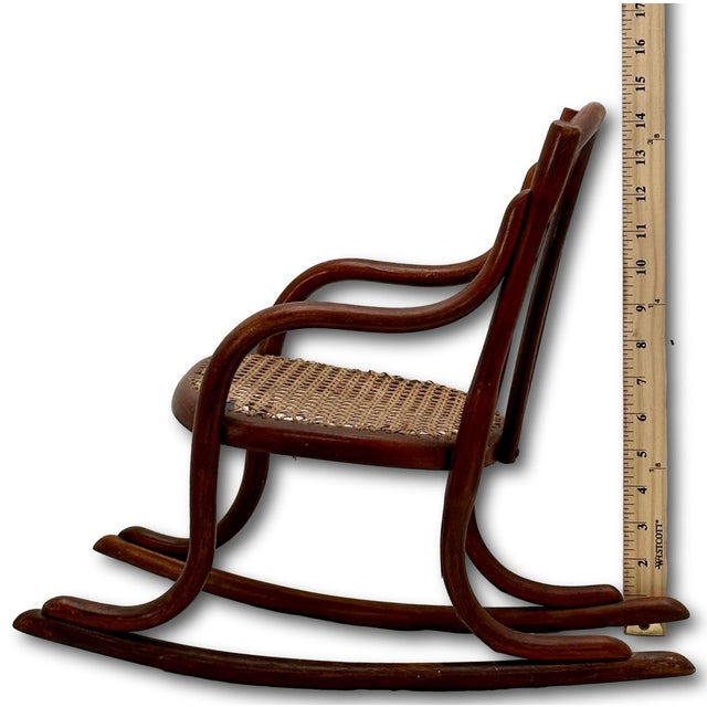 Unusual Antique Very Small Doll Size Bentwood Rocking Chair Possibly a Salesman Sample - Measures 15 Inches Tall For Sale - Image 16 of 18