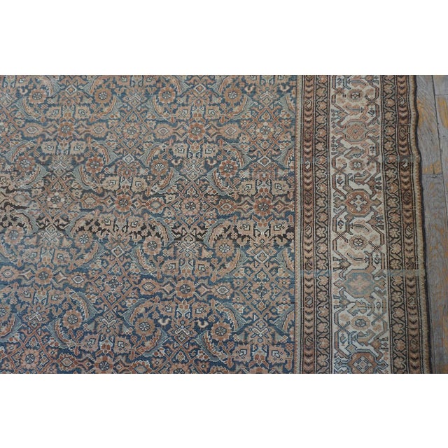 1880s Blue Navy Antique Sarouk Floral Desing Knotted Wool Persian Malayer Rug For Sale In New York - Image 6 of 10