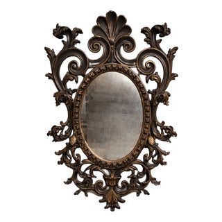 Antique Louis XV Mirror with Scrolling Foliage, Shells and Leaves, 1920s For Sale
