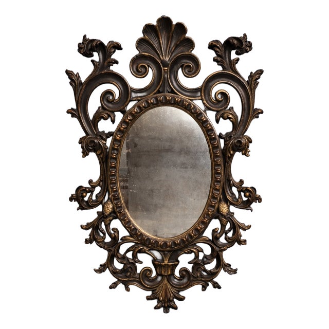 Antique Louis XV Mirror with Scrolling Foliage, Shells and Leaves, 1920s For Sale