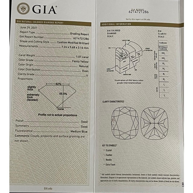 GIA Certified Natural Fancy Yellow & White Diamond Three Stone Engagement Ring For Sale - Image 16 of 18