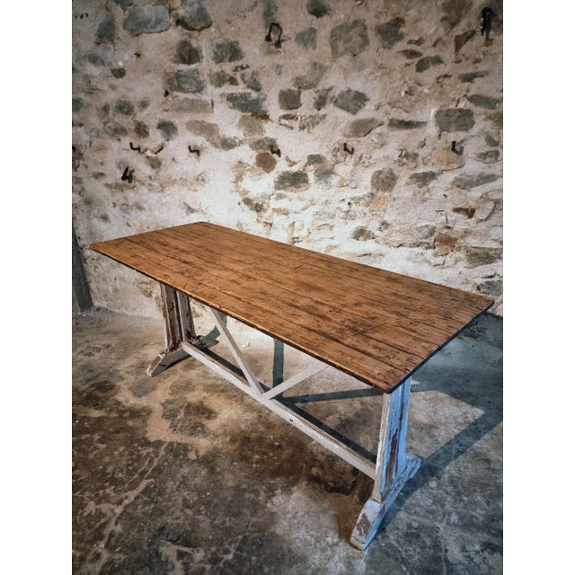 Rustic Antique French Work Table, 1920 For Sale - Image 3 of 16