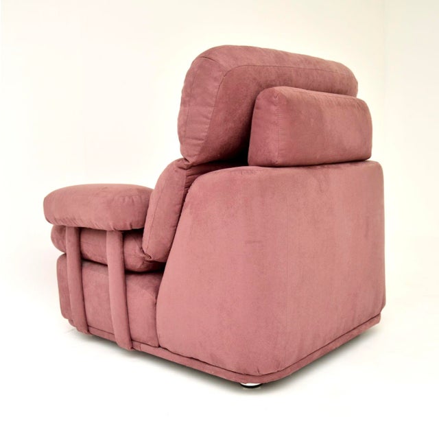 1970s Vintage Lilac Suede Lounge Armchair, 1970s For Sale - Image 5 of 8
