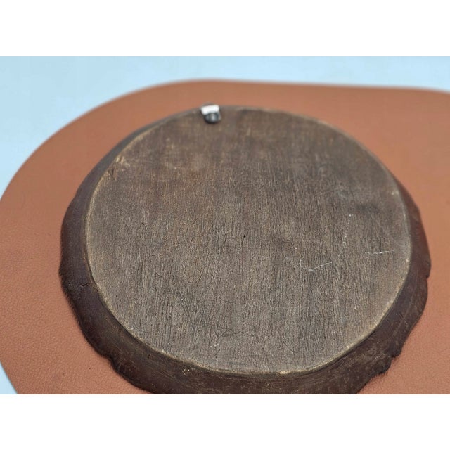 Painting, carved bas-relief, beer tavern, 1960s, dimensions: diameter 24 cm, depth 2.8 cm.