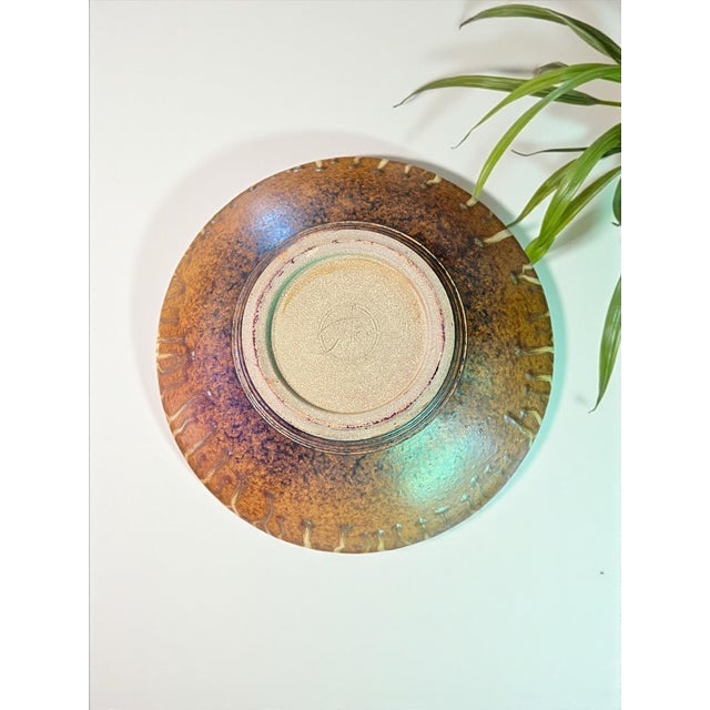 Cream 1990s Richard Aerni Ash Glazed Studio Pottery Bowl W Stand-Signed-Art-Ceramic-Display For Sale - Image 8 of 12