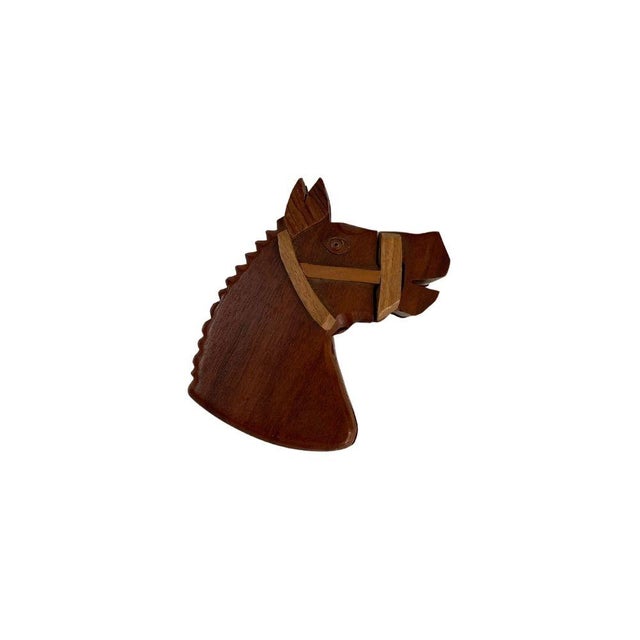 Wood Hand Carved Folk Art Wood Horse Puzzle Box For Sale - Image 7 of 7