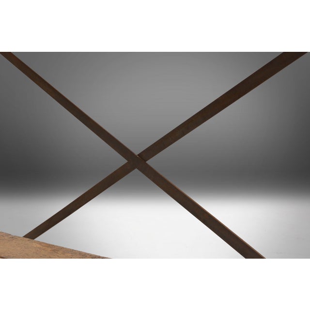 Industrial Side Table with Metal Frame, Wooden Top and Removable Platform, Belgium, 1920s For Sale - Image 13 of 14