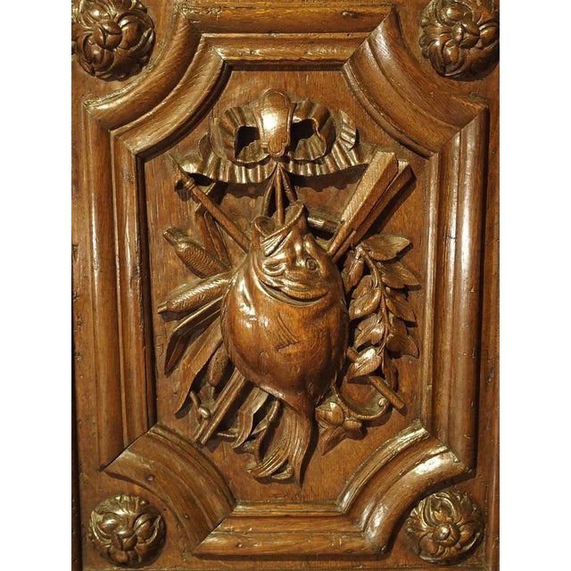 18th Century French Oak Hunt Buffet With Game Bird and Fish Panels For Sale - Image 10 of 13
