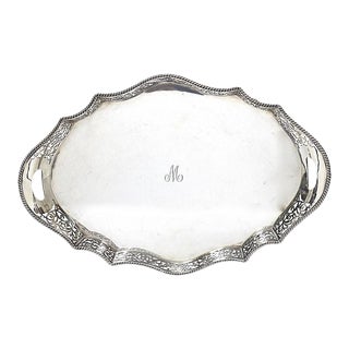 1920s Oversized Walker & Hall Gallery Tray W/ "M" Monogram For Sale