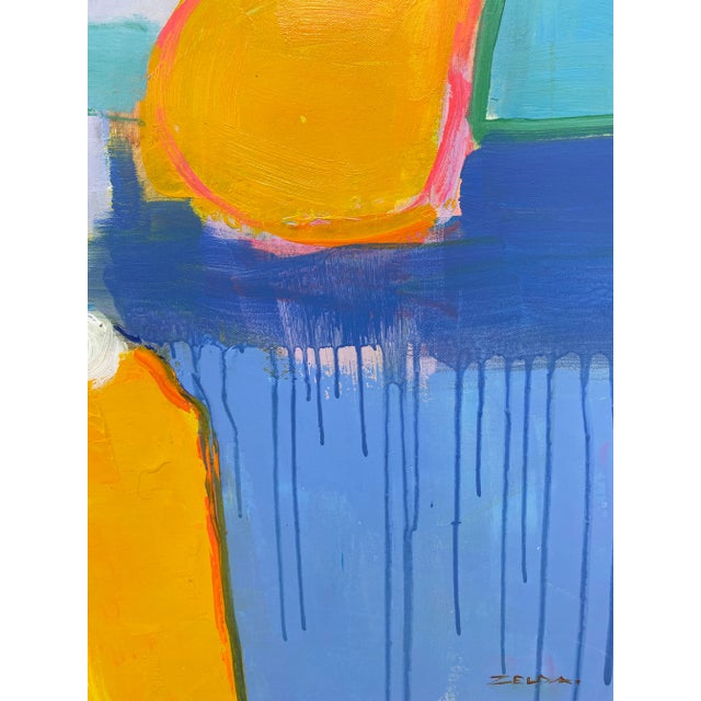 Blue Contemporary Abstract Modern Original Oil Painting For Sale - Image 8 of 12