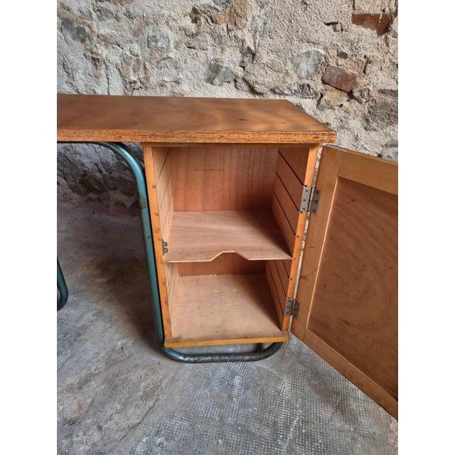 1930s French Modern Beech and Tubular Steel Writing Desk, 1930s For Sale - Image 5 of 18