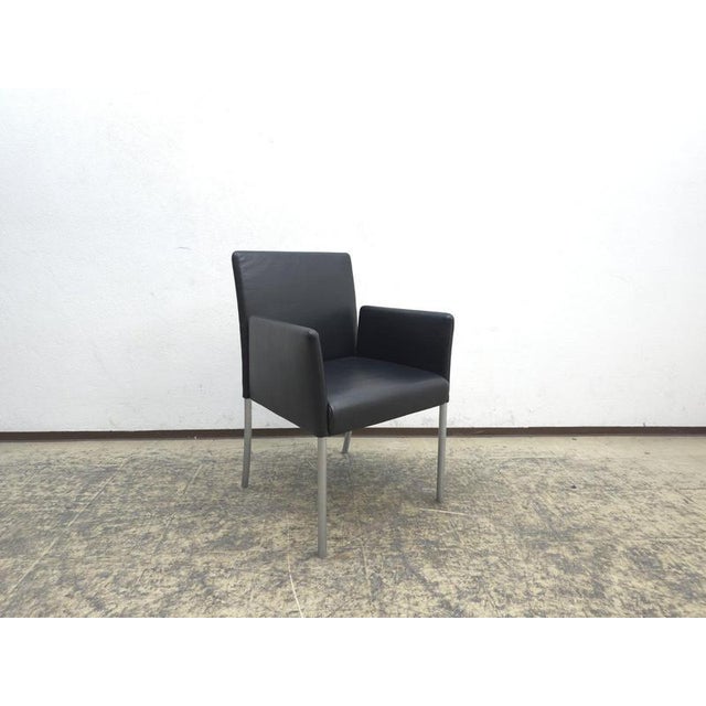 Jason 1410 Armchair Set in Black Leather by Walter Knoll, Set of 4 For Sale - Image 14 of 16