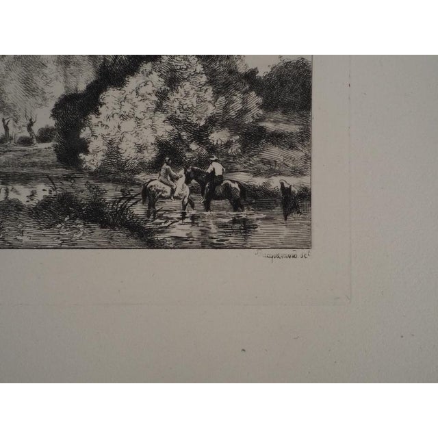 After JB Camille Corot, Riders, Engraving, 1873 For Sale - Image 4 of 7