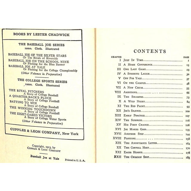 Traditional "Baseball Joe at Yale" 1913 Chadwick, Lester For Sale - Image 3 of 4