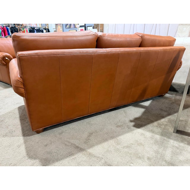 Mid-Century Modern Ethan Allen Rust Leather "Conor" Sofa For Sale - Image 3 of 5
