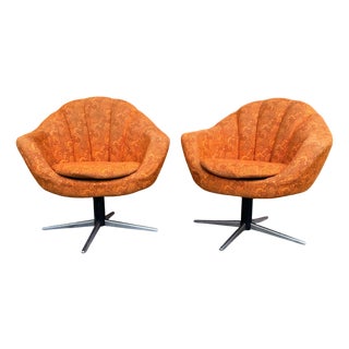 Mid-Century Metal and Fabric Swivel Chairs, 1960s, Set of 2 For Sale