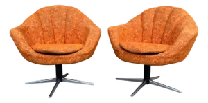 Mid-Century Metal and Fabric Swivel Chairs, 1960s, Set of 2